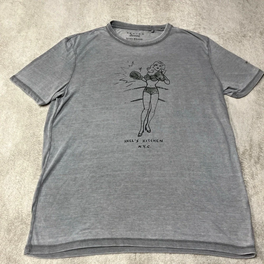 Lucky Brand T-Shirt Venice Burnout Hell's Kitchen Boxing Graphic Mens Large